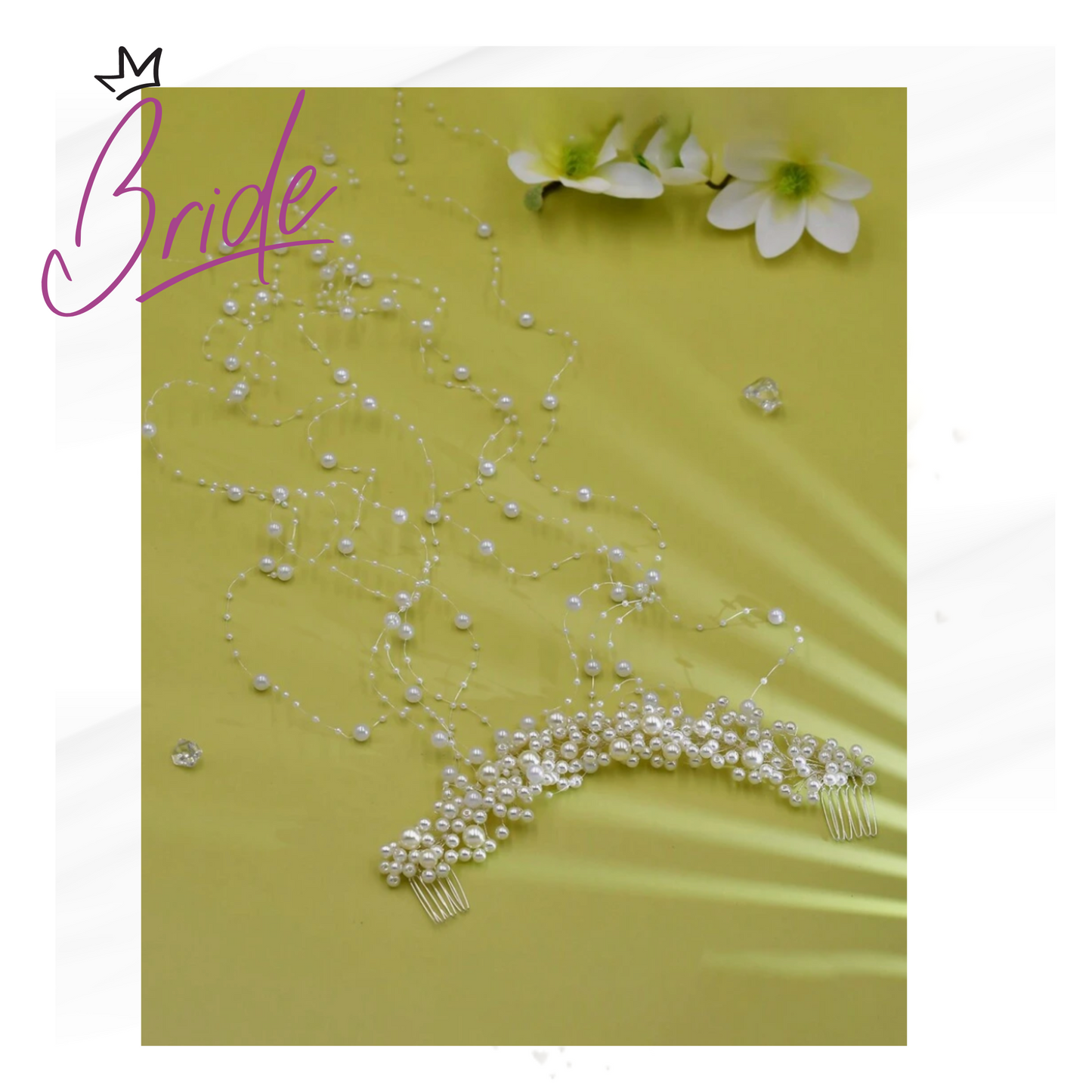 Bride - Diadema con Flecos en Perlas