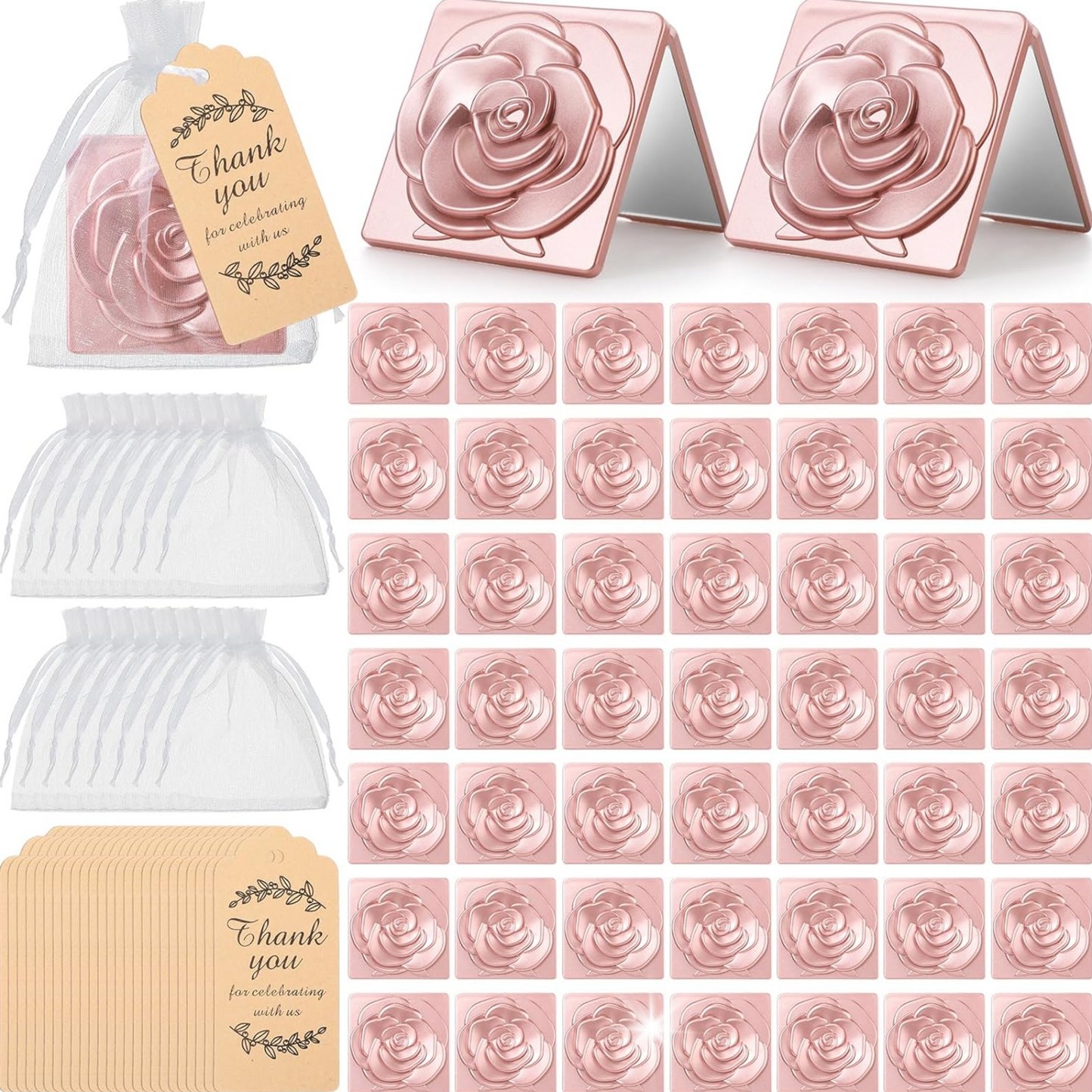Bride - Espejo con Diseño de Flor (Oro Rosado)