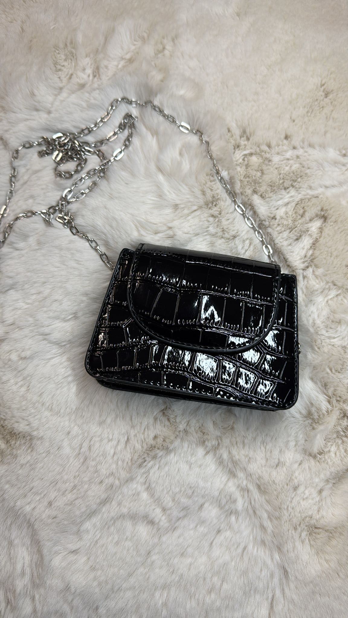 Cartera Negra Efecto Cocodrilo