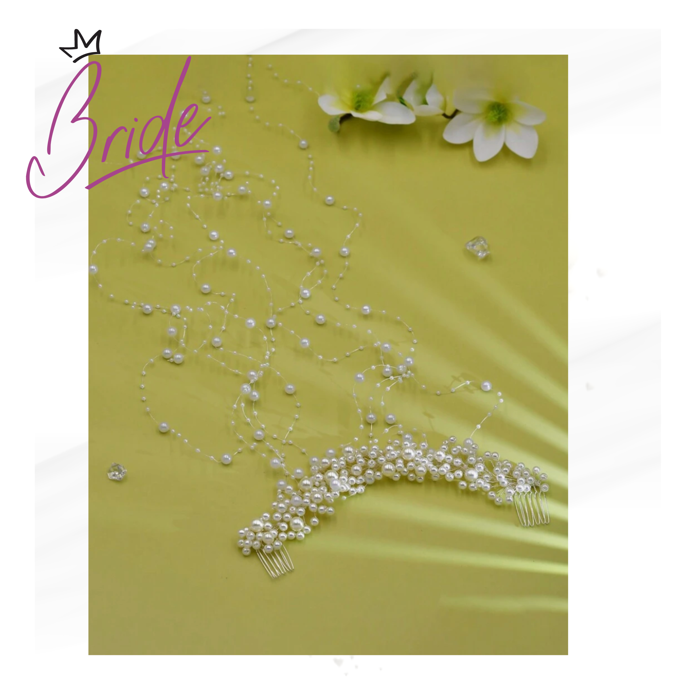 Bride - Diadema con Flecos en Perlas