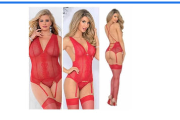 Open Front O-Ring Garter Teddy & Stockings